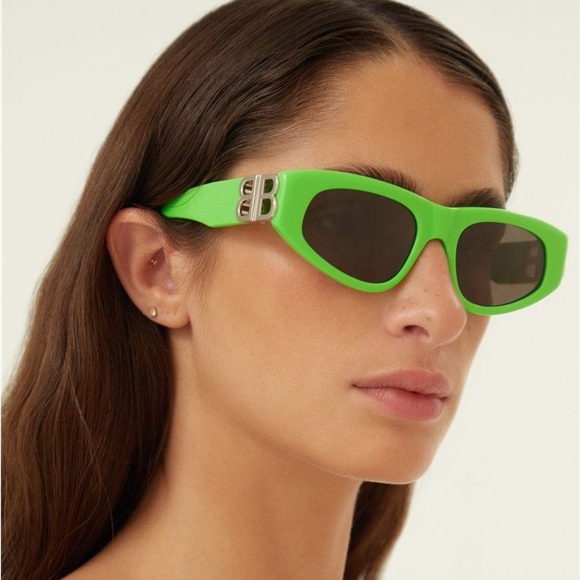 NEW BALENCIAGA BB0095S 009 OVAL GREEN GREY WOMEN SUNGLASSES BALENCIAGA - Picture 8 of 15
